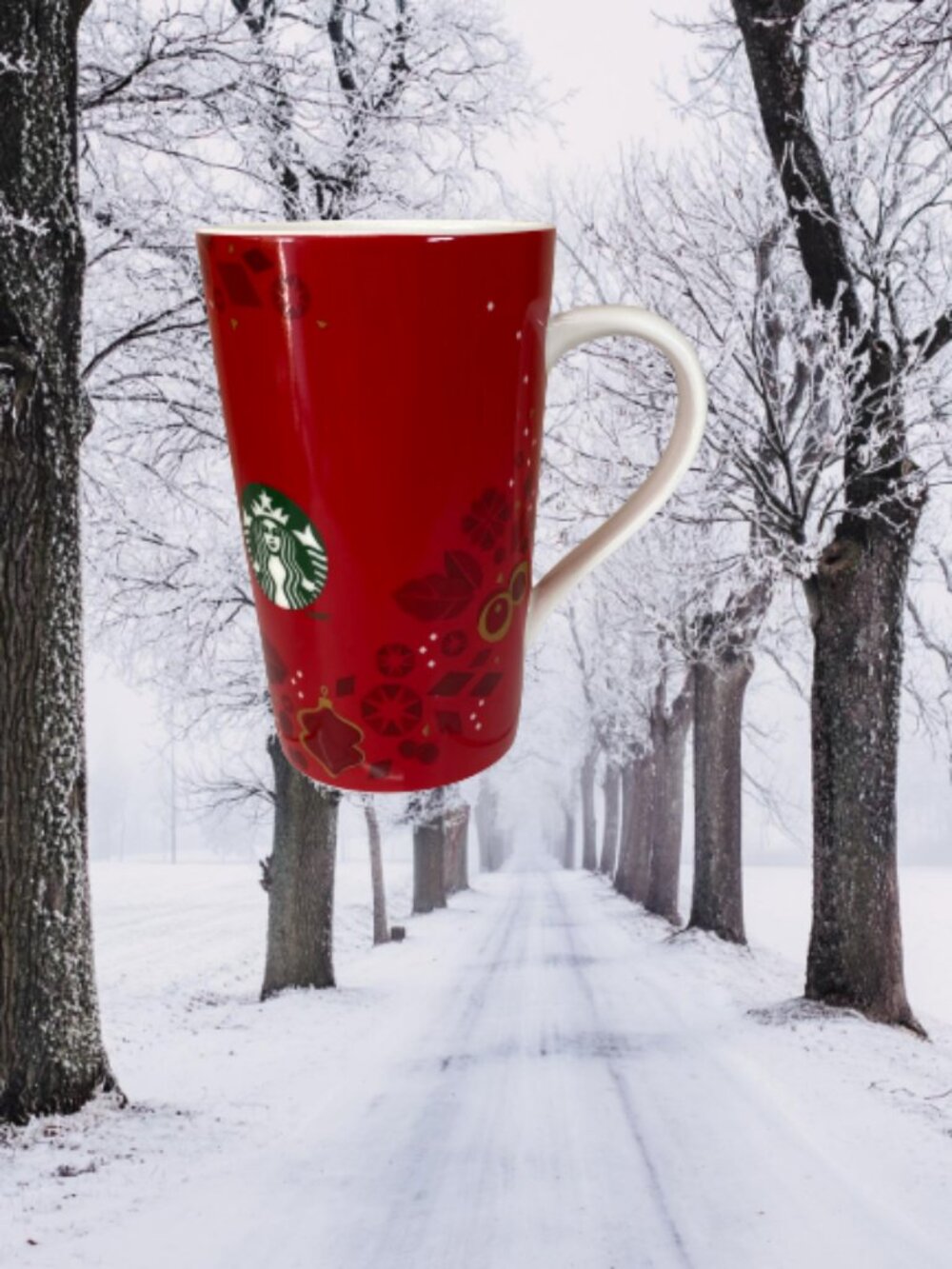 CHRISTMAS Starbucks Latte Coffee Mug Holiday Red 16 oz. .